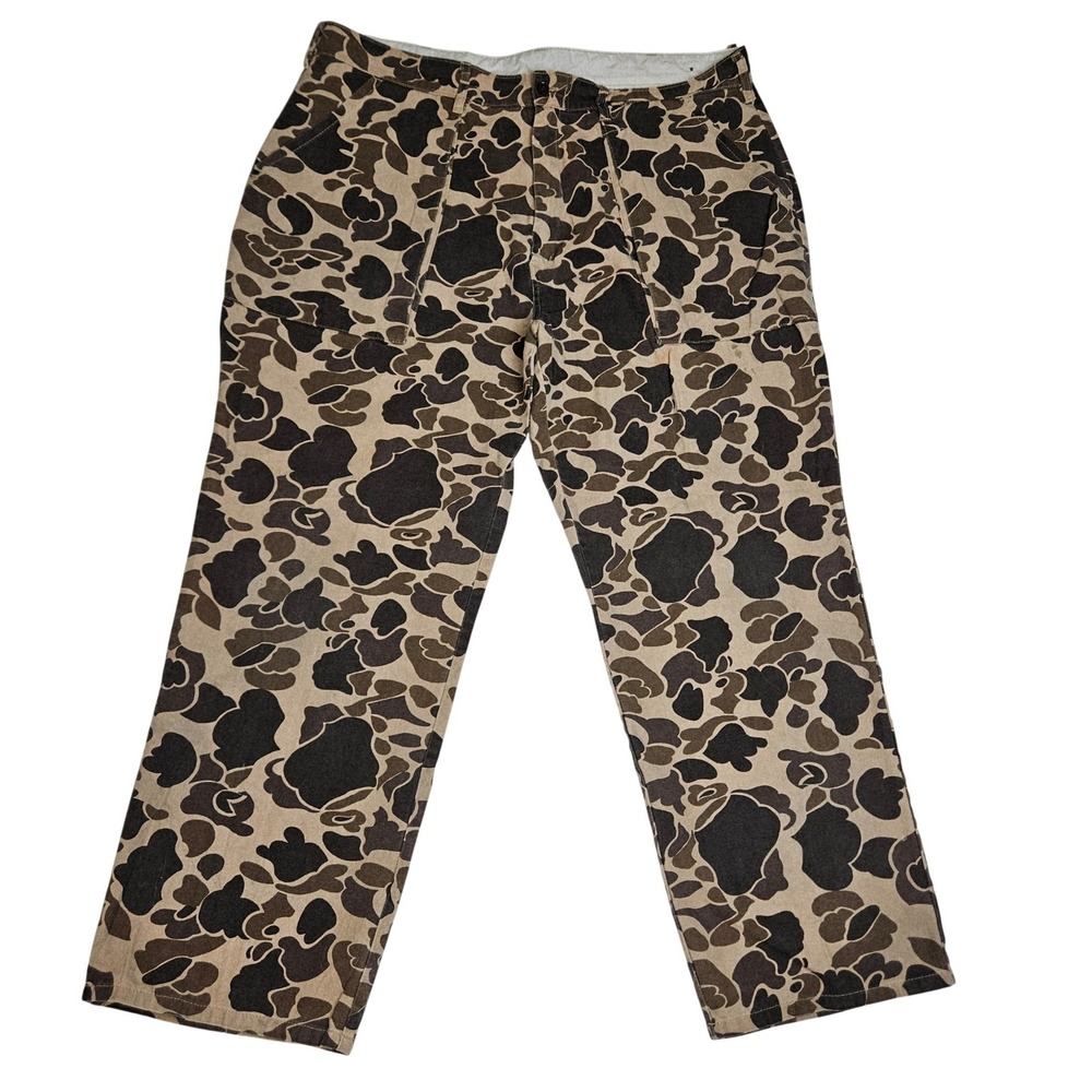 Duck Bay Men Brown Duck Hunter Camo Cotton Duck Canvas Pants XL Gorpcore Hunting